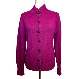 Nina McLemore 100% Cashmere Cardigan Sweater Magenta Pink Button Front Women’s M
